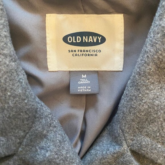 OLD NAVY GRAY WOOL BLEND PEA COAT SZ MED /TALL LIKE NEW - Picture 3 of 7